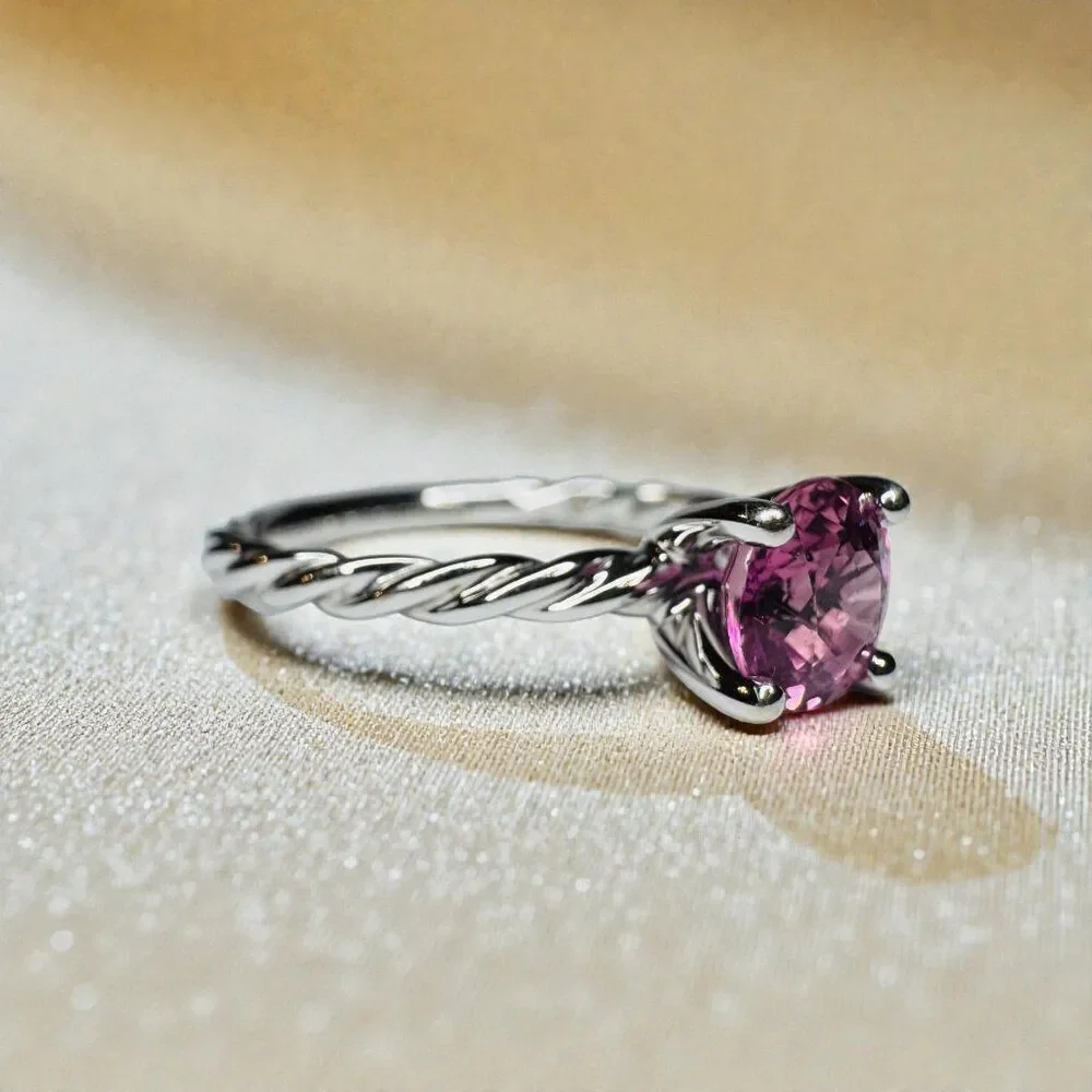 James Allen 14K Gold Natural Pink Sapphire Diamond Engagement Ring Size 6